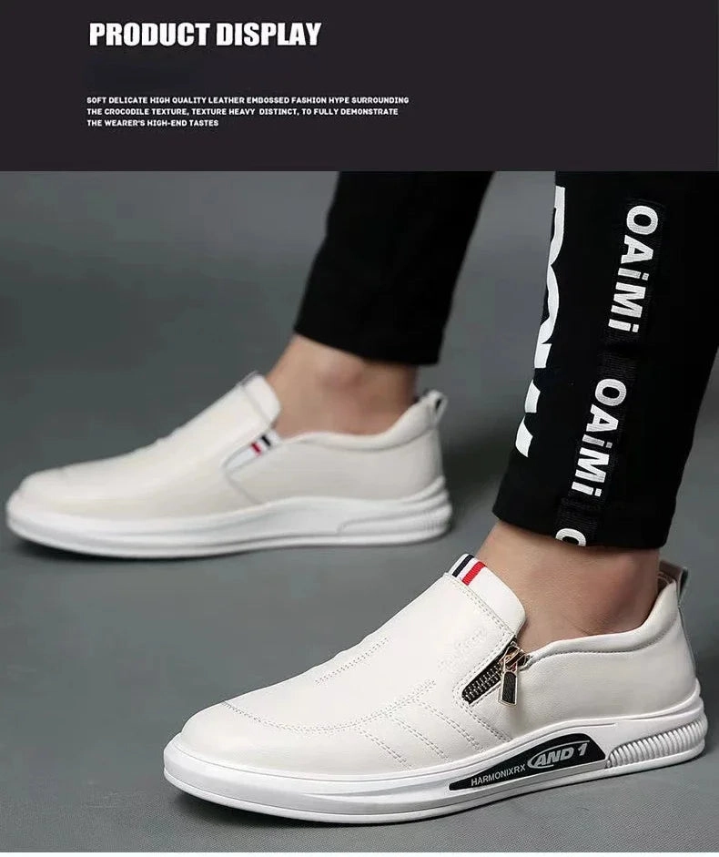 Men's Casual Leather Shoes Zip Loafers Luxury Brand Sneakers for Men Comfortable Business Casual Moccasins Outdoor Driving Shoes Cairo Low Leather Casual Shoes