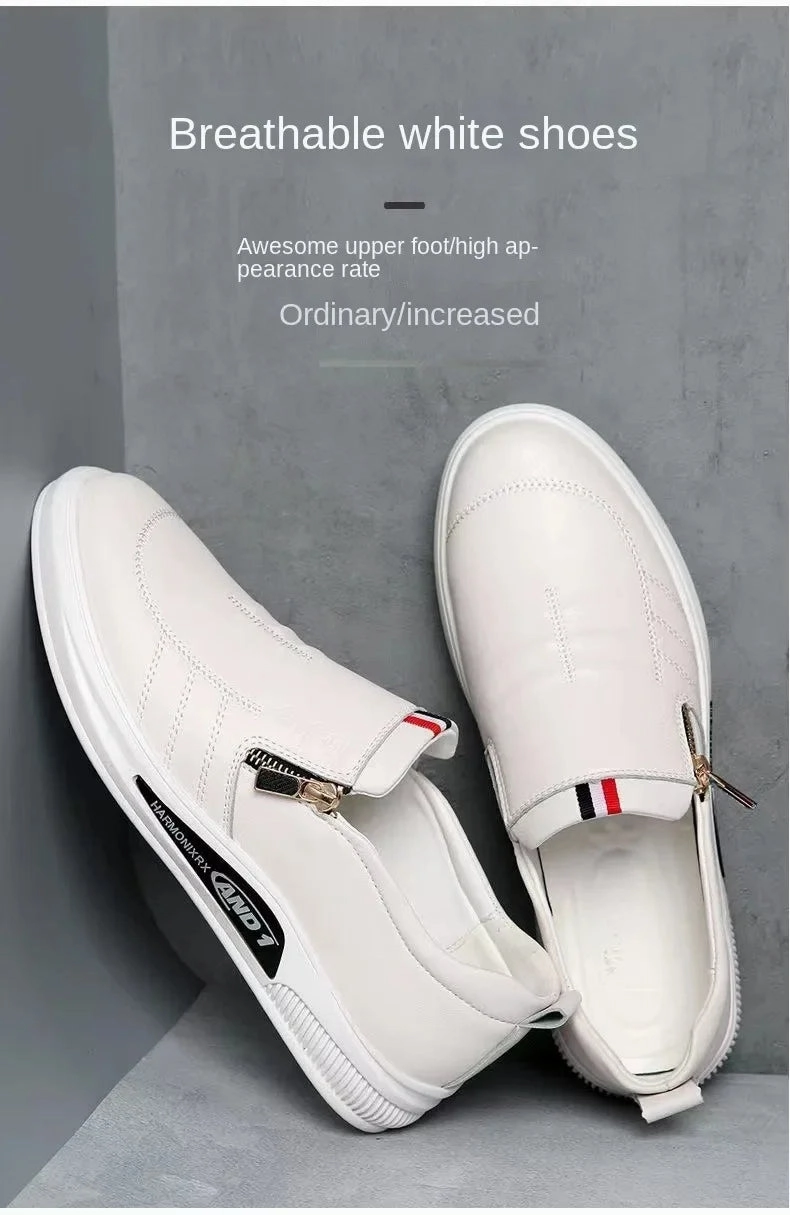 Large Size Casual Shoes Men's Casual Leather Shoes Zip Loafers Luxury Brand Sneakers for Men Comfortable Business Casual Moccasins Outdoor Driving Shoes