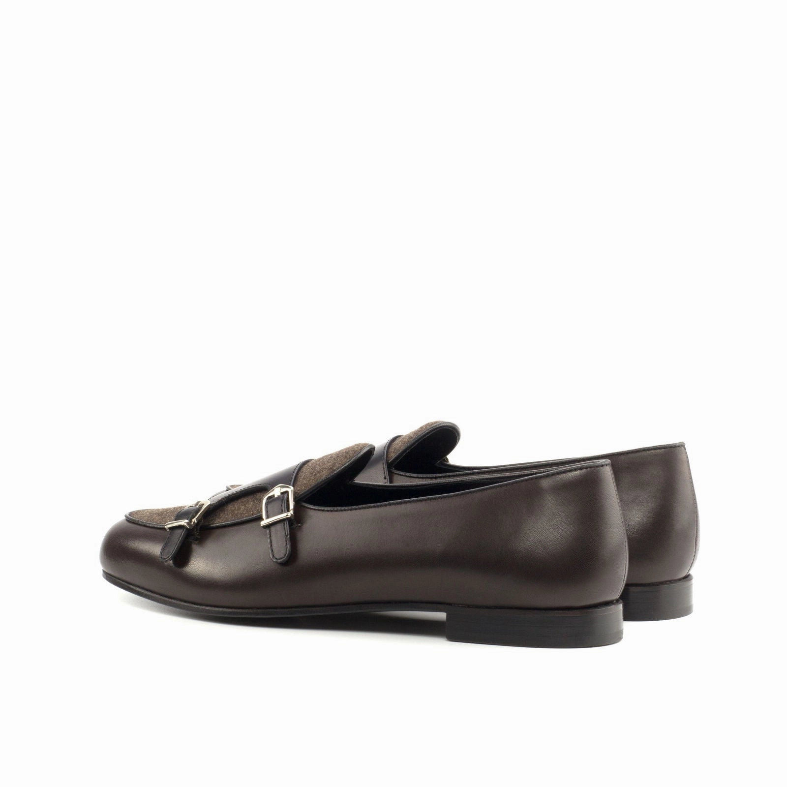 Toddler Slide Sandals Men's Double Monk Leather Slippers Wide Plus Size Brown Dark Brown 4261