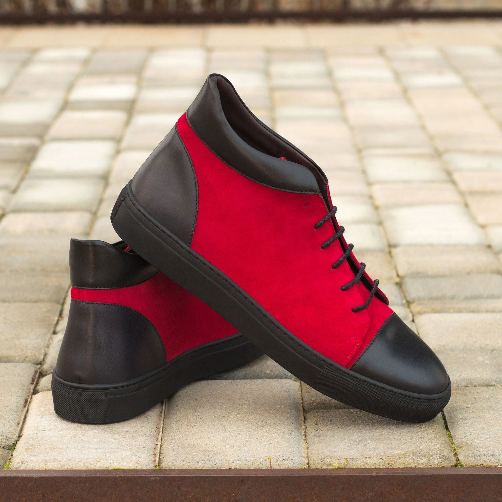 Men's High Top Leather Sneakers Wide Plus Size Red 4014 Casual Shoes Sneakers Size 48