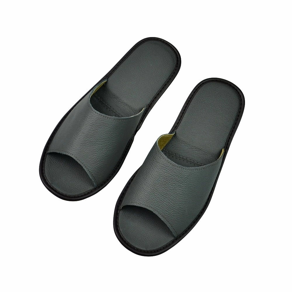 Waterproof Slides Men's Indoor Genuine Leather Slipper Sandals