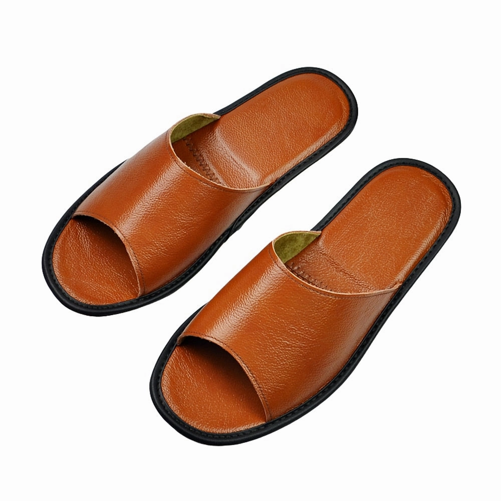 Warm Indoor Slippers Men's Indoor Genuine Leather Slipper Sandals