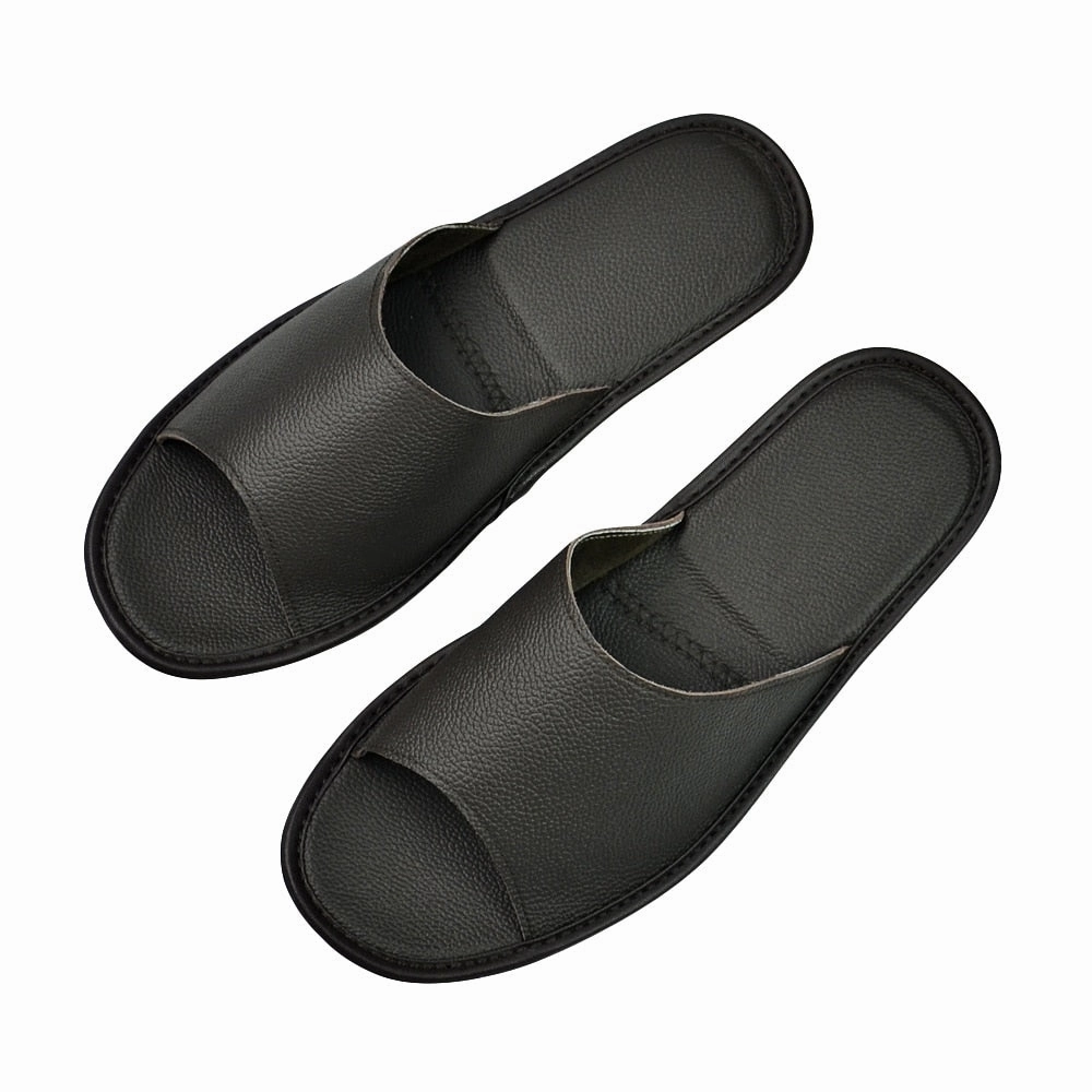 Relaxed Fit Slippers Men's Indoor Genuine Leather Slipper Sandals