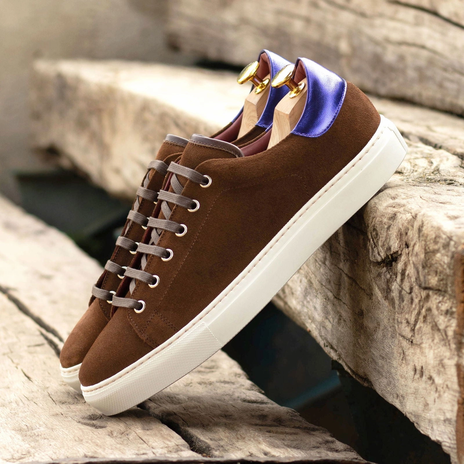 Men's Leather Trainers Wide Plus Size Brown 5868 Casual And Formal Shoes Combo