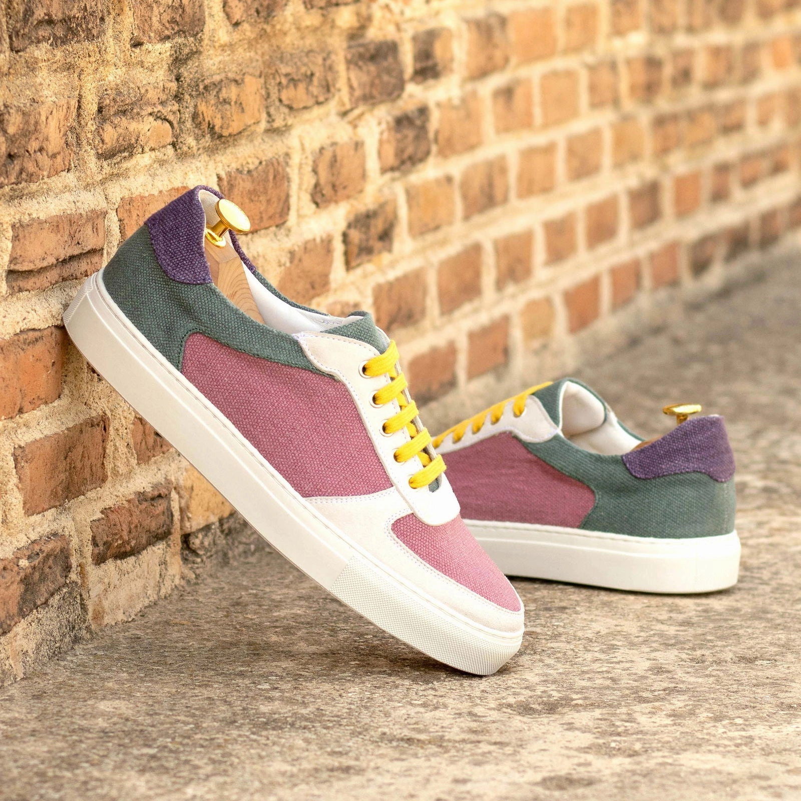 Comfortable Shoes For Work Business Casual Men's Low Top Trainer Leather Shoes Wide Plus Size Violet Green 5889