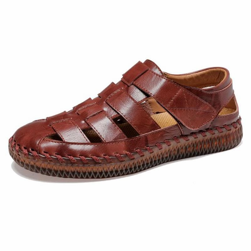 Men's Outdoor Daily Summer Hand-sewn Soft Leather Casual Sandals Sandals Curcao