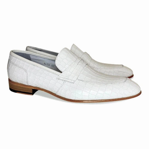 Men's penny loafers Retro slip on casual workwear dress shoes White Loafers Leather