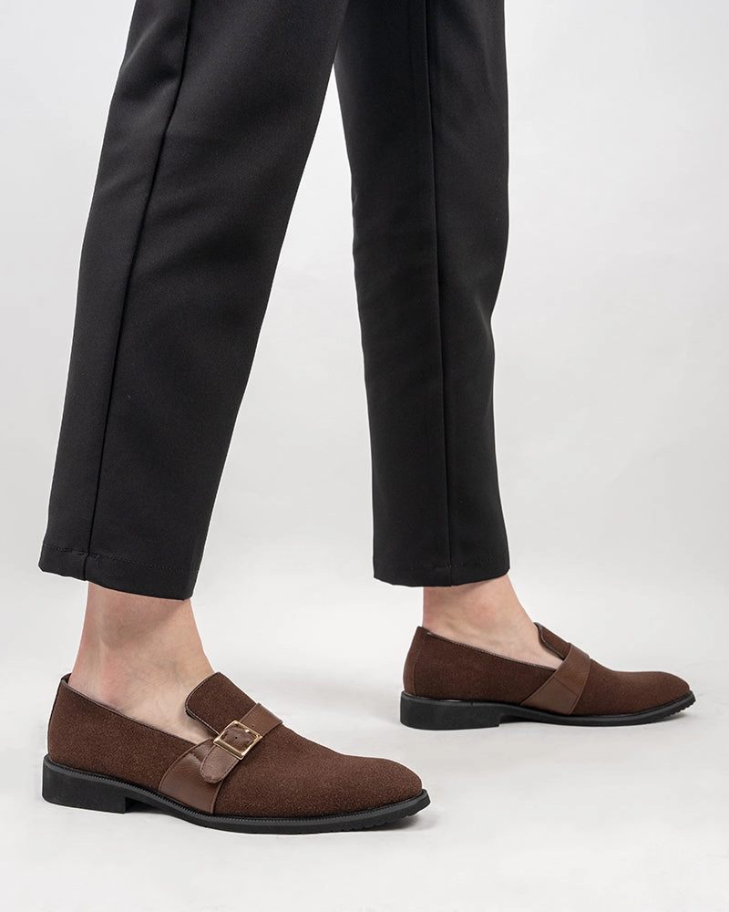 Men's Slip On Monk-Strap Suede Slipper Penny Moccasin Loafers Clarks Chunky Loafers