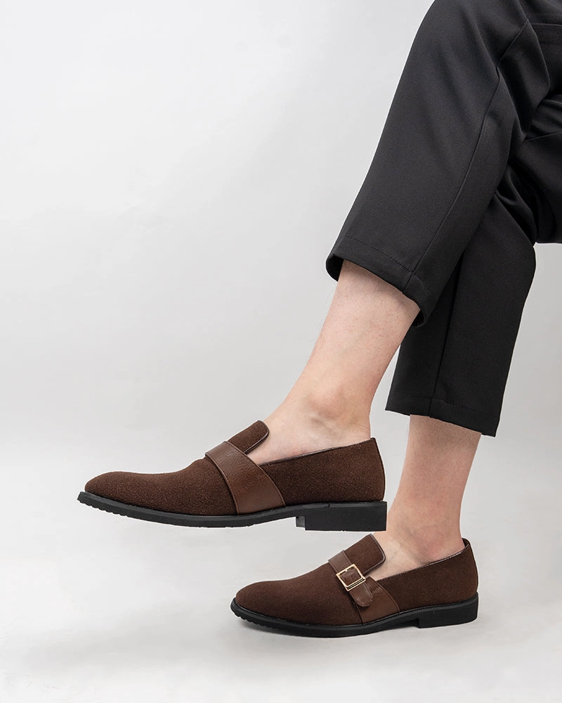 Cordovan Loafers Men's Slip On Monk-Strap Suede Slipper Penny Moccasin Loafers