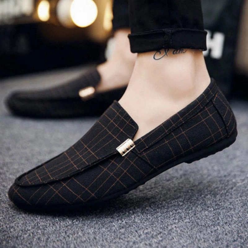 Cycling Shoes For Flat Pedals Men's Spring Leather Loafers With Metal Decoration