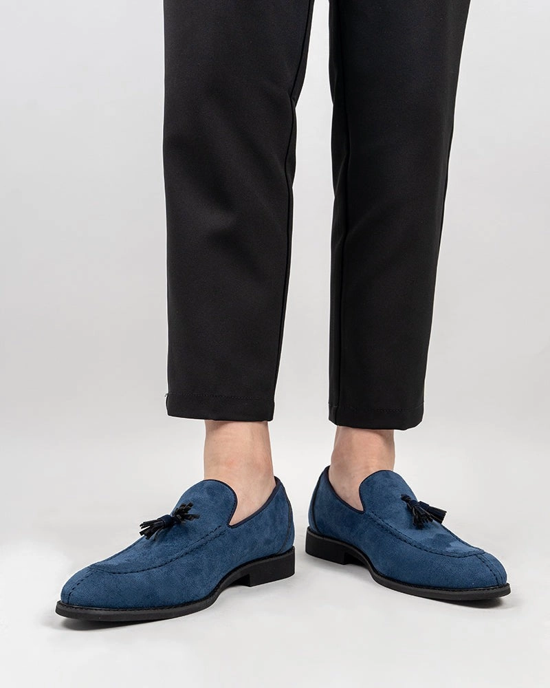 Suede Platform Loafers Men's Suede Tassels Slip-on Vintage Penny Casual Moccasin Loafers