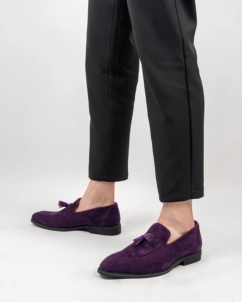 Ferragamo Ornament Loafers Men's Suede Tassels Slip-on Vintage Penny Casual Moccasin Loafers