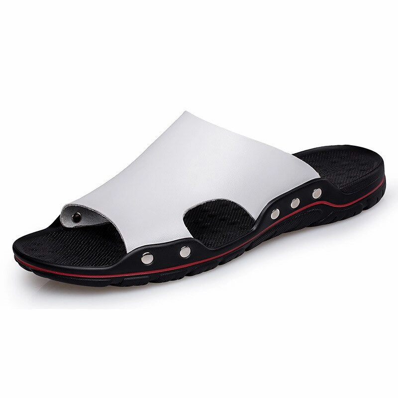 High Heel Slippers Men's Summer Faux Leather Beach Slipper Sandals