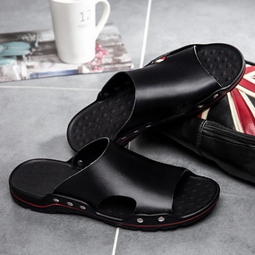 Men's Summer Faux Leather Beach Slipper Sandals Louboutin Slippers