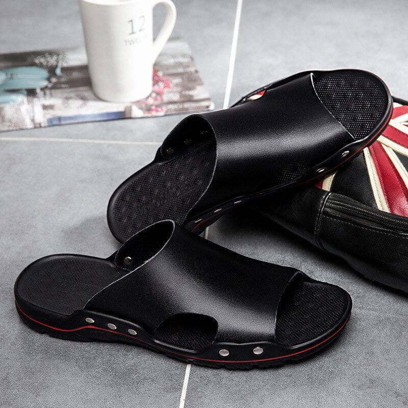 Men's Summer Faux Leather Beach Slipper Sandals Country Road Slides