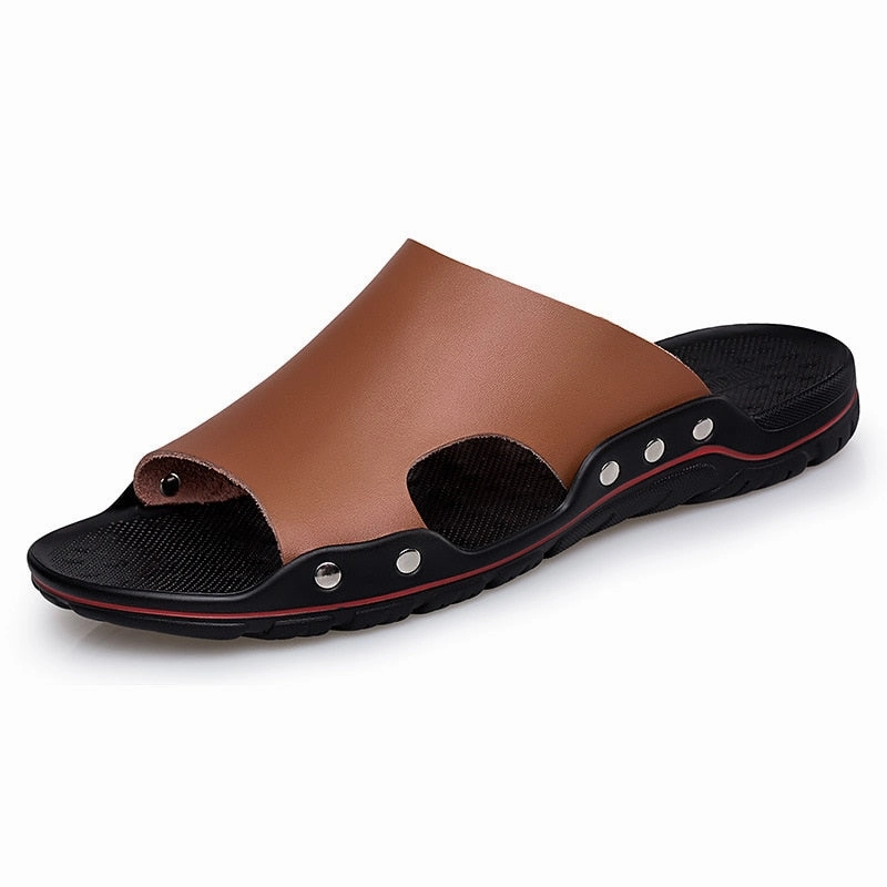 Men's Summer Faux Leather Beach Slipper Sandals Christmas Sock Slippers