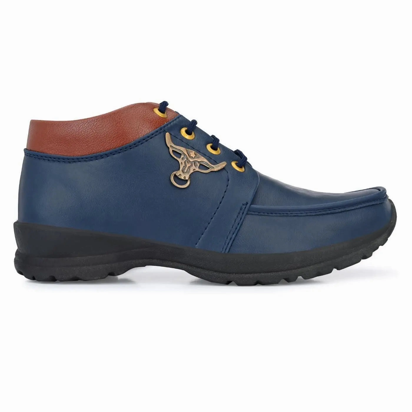 Casual Work.shoes Men's Synthetic Leather Lace Up Boot Slide Leather Shoes Blue