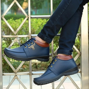 Men's Synthetic Leather Lace Up Boot Slide Leather Shoes Blue Originals Tubular Shadow Casual Shoes