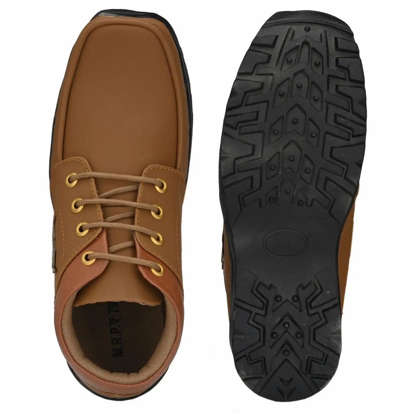 Men's Synthetic Leather Lace Up Boot Slide Leather Shoes Brown Casual.golf Shoes