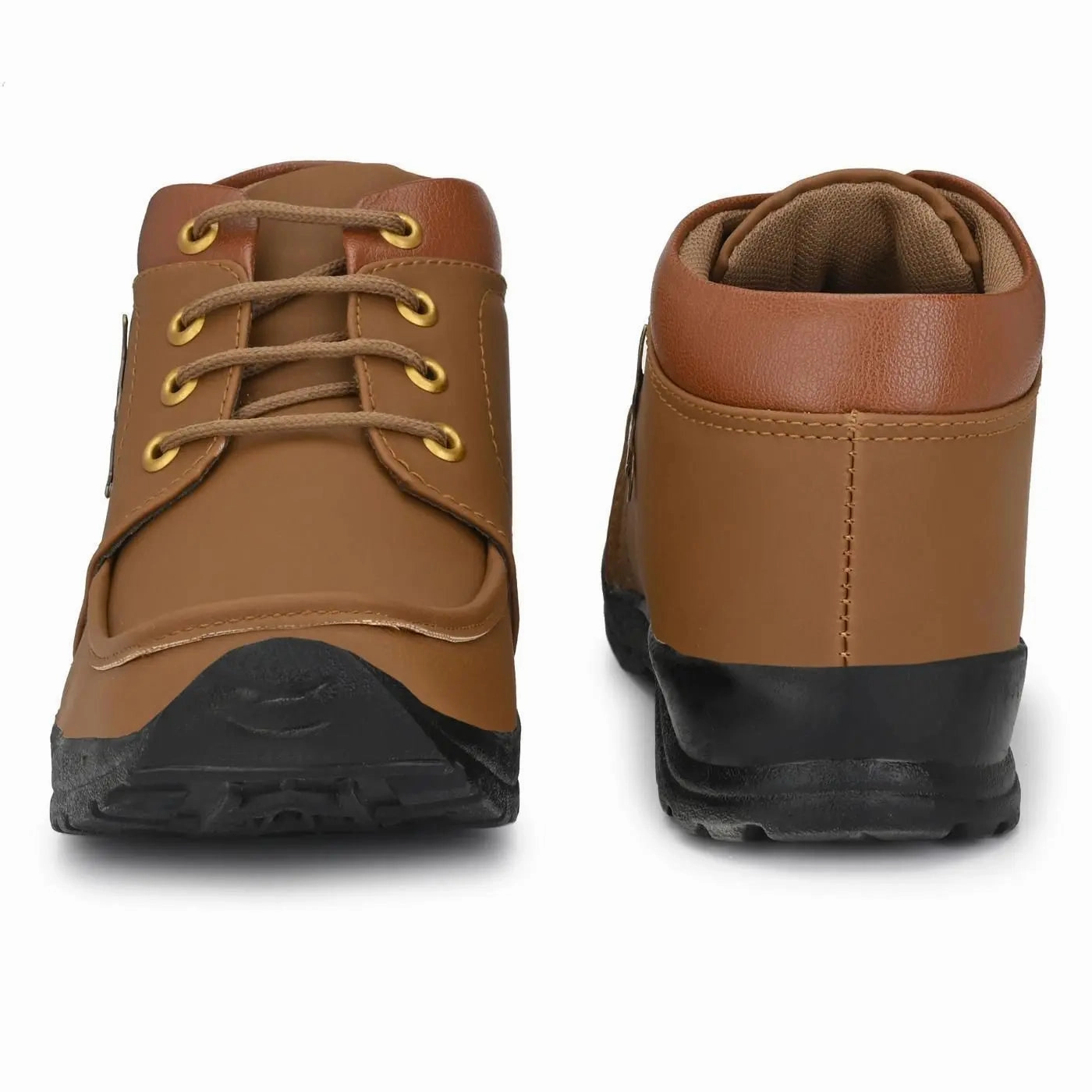 Casual Wedges Shoes Men's Synthetic Leather Lace Up Boot Slide Leather Shoes Brown