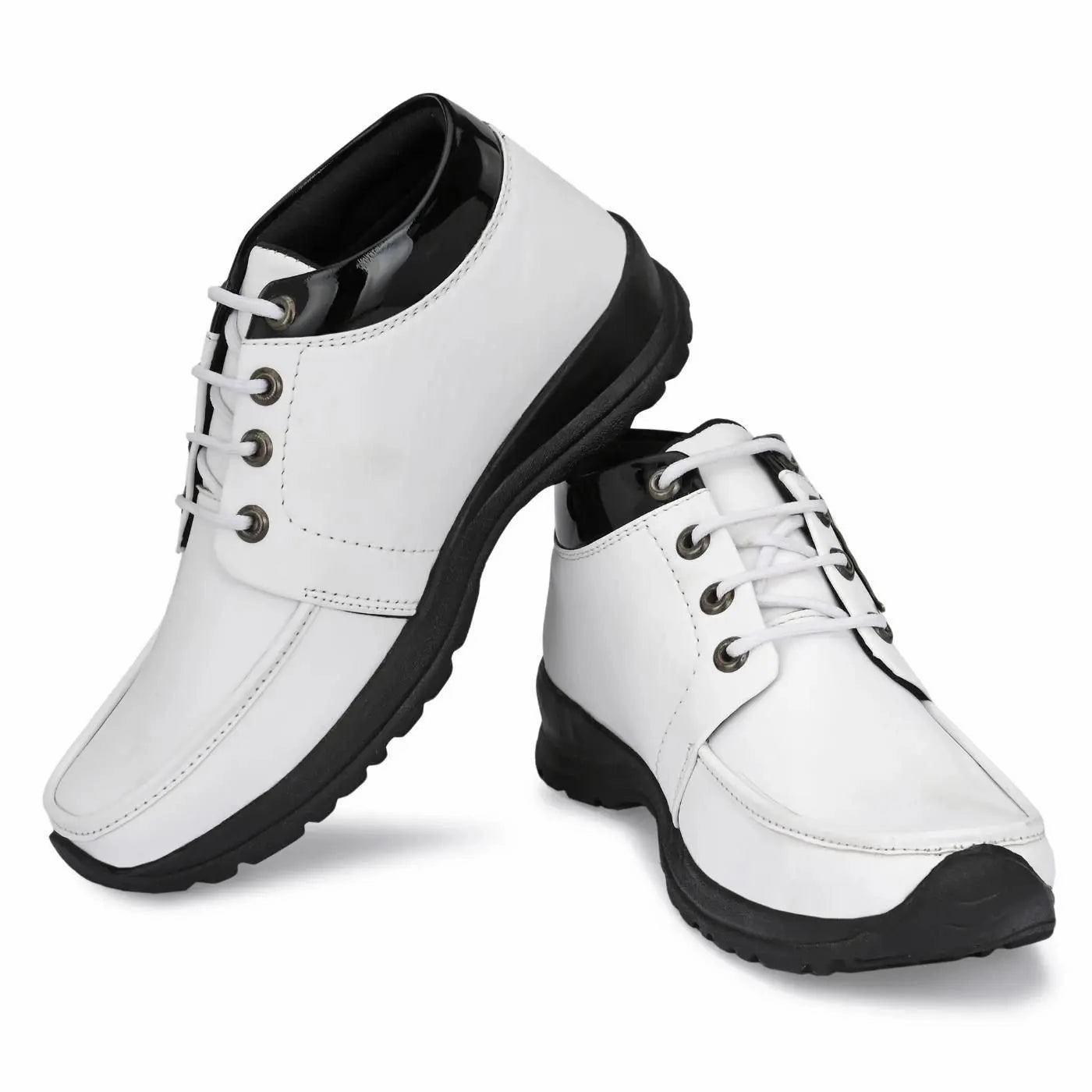 Men's Synthetic Leather Lace Up Boot Slide Leather Shoes White Bass Casual Oxford Shoe