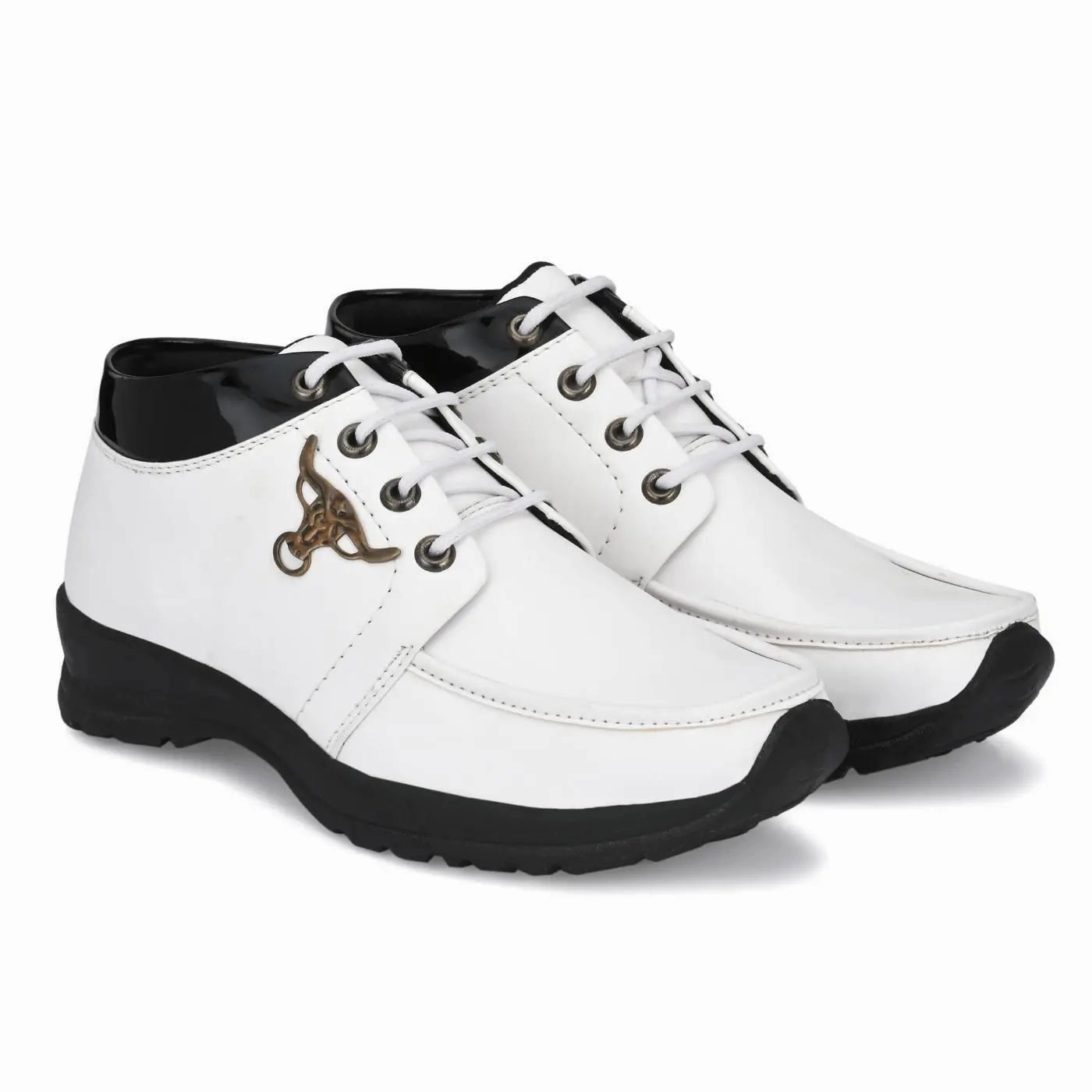 Women's Casual Shoes Men's Synthetic Leather Lace Up Boot Slide Leather Shoes White