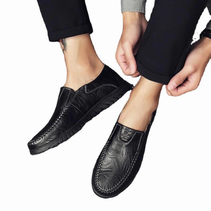 Casual Laceless Shoes Men Shoes Genuine leather Comfortable Men Casual Shoes