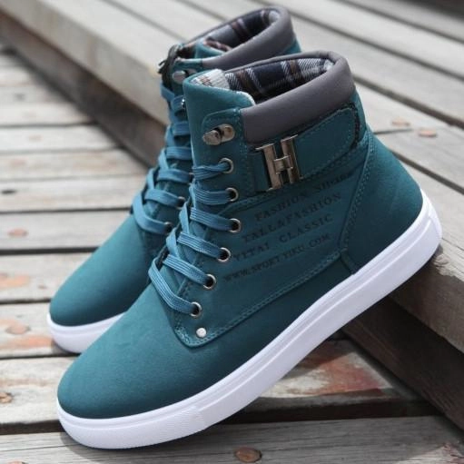 Non Skid Sneakers Mens Casual Daily High Top Ankle Faux Leather Boots