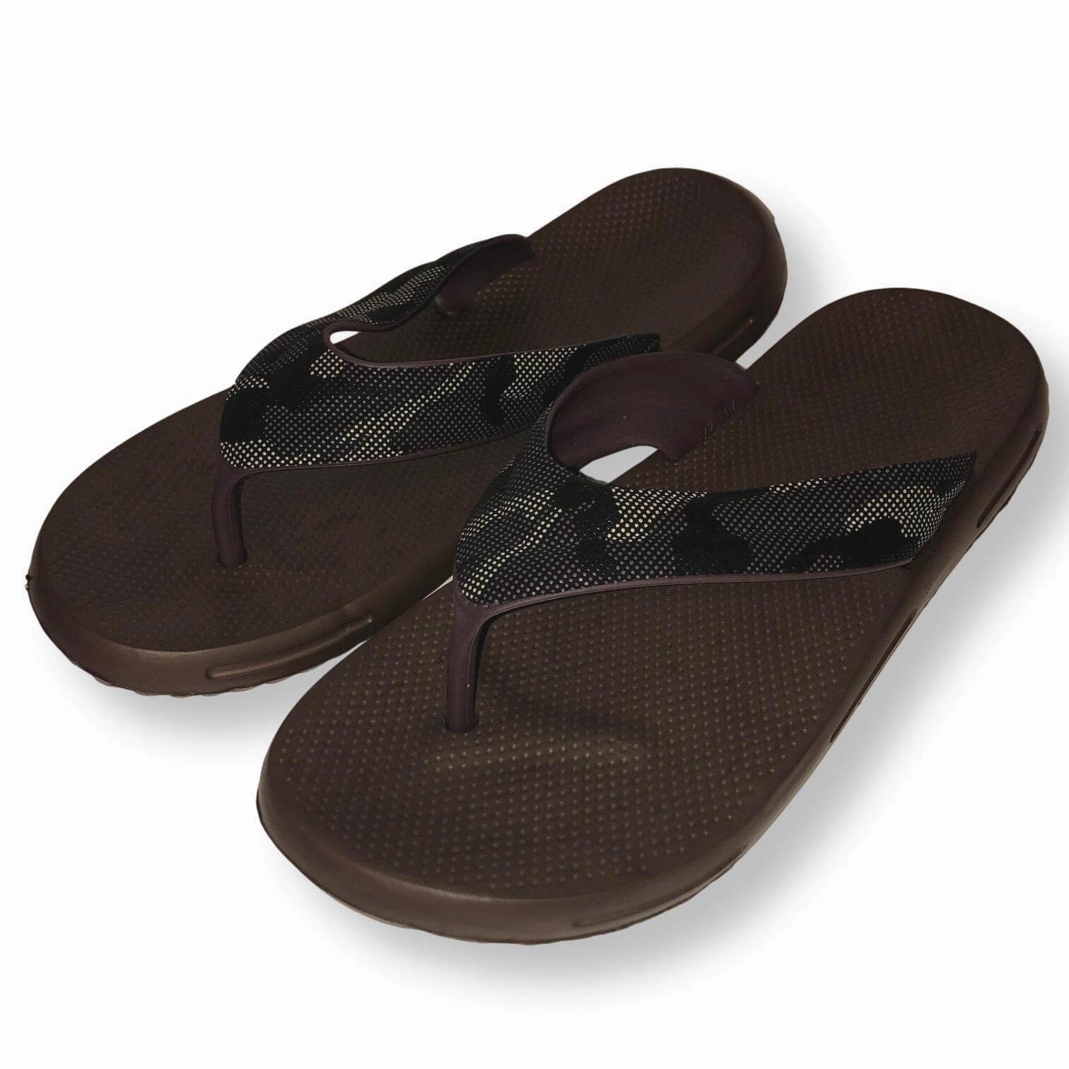 Mens Thong Sandals Camo Flip Flop Shower Shoes, Black, Brown and Gray, Size 7-12 Grill Sandals