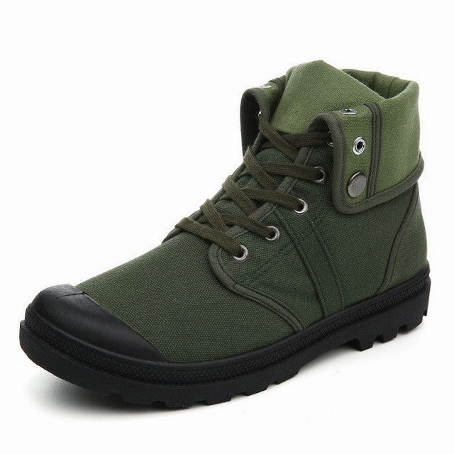 Fancy Flat Shoes Merkmak Autumn Winter Men Canvas Boots Army Combat Style Fashion High-top Military Ankle Boots Men's Shoes Comfortable Sneakers