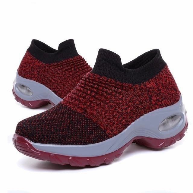 Shop Wedge Sneakers Mesh slip on sneakers for women comfort shoes for walking air cushion