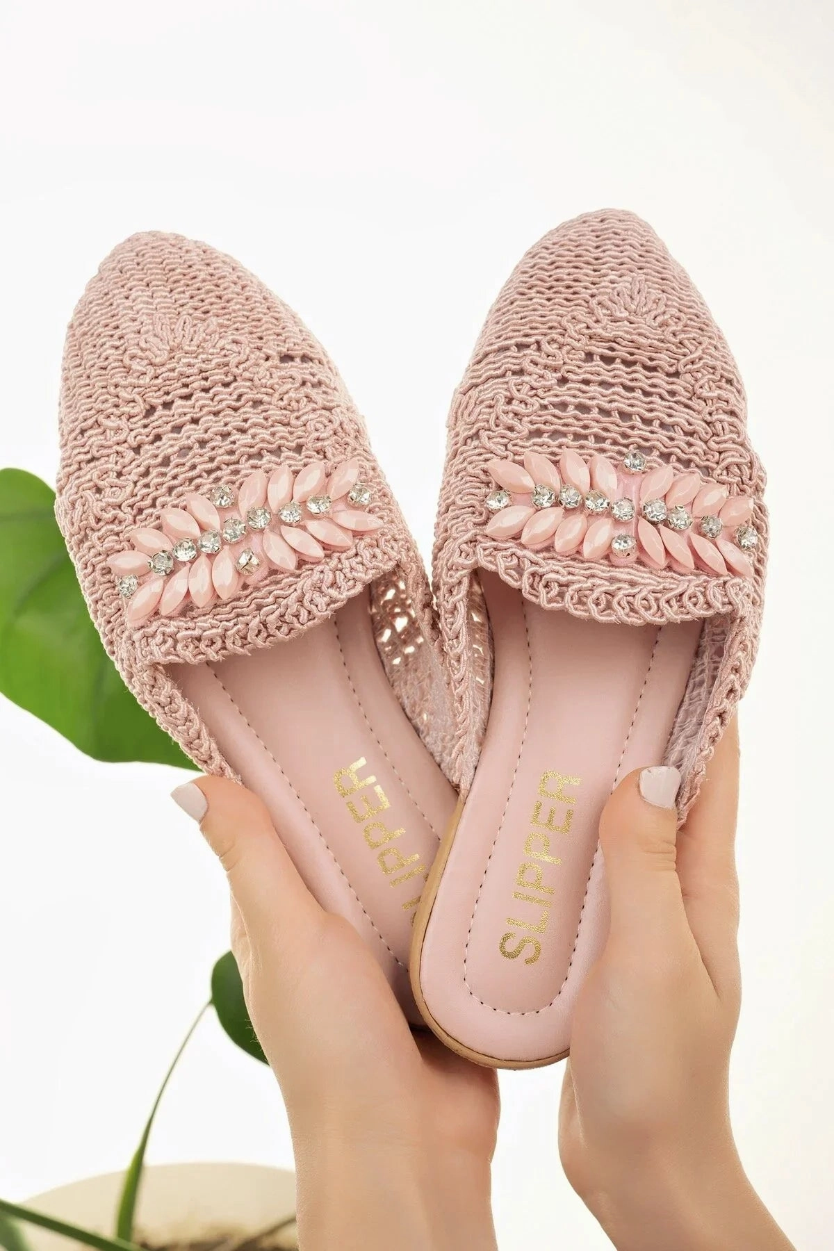 Snoozie Slippers Modafrsat Women's Straw Front Closed Detailed Stylish Slippers