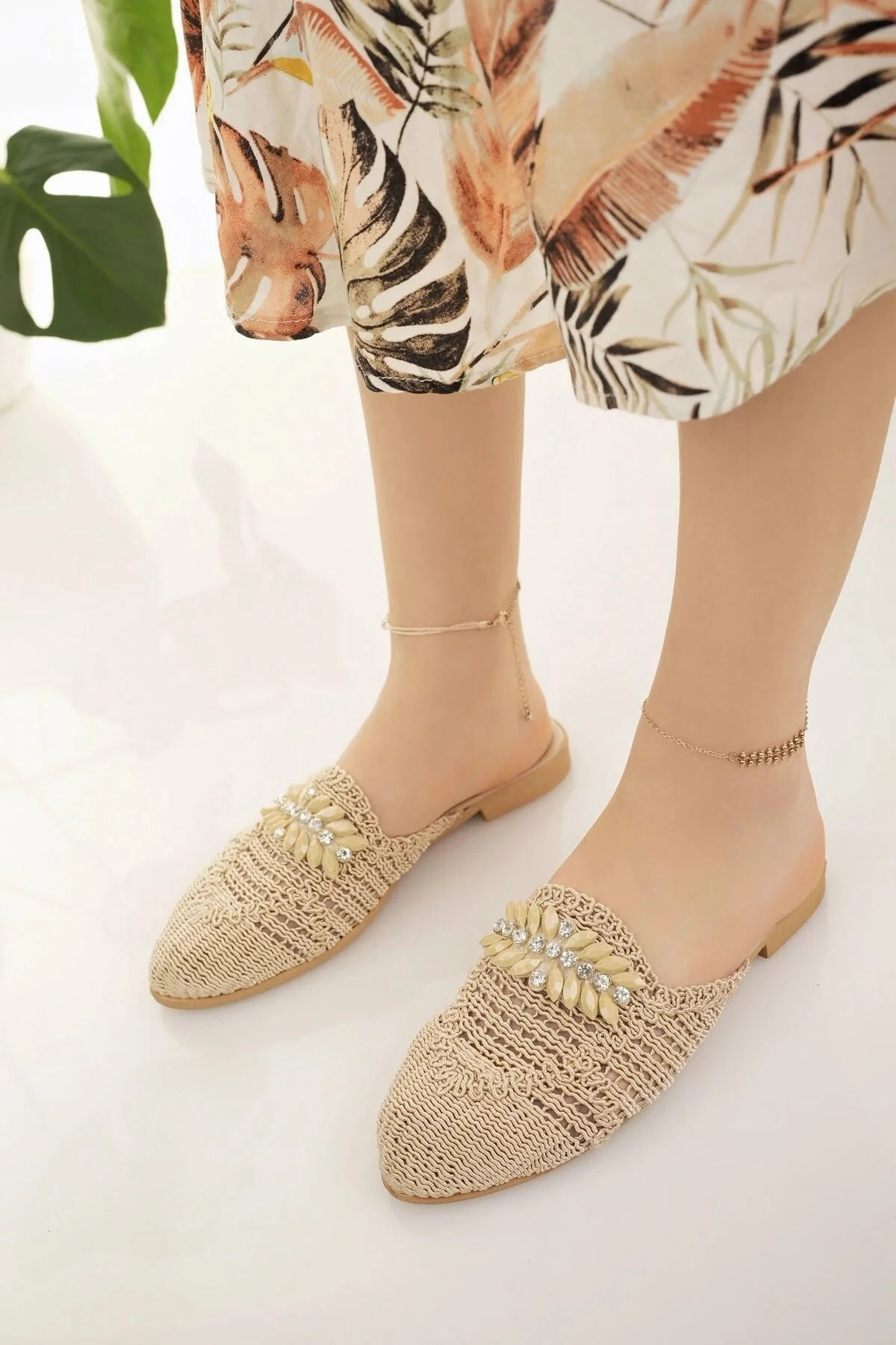 Inserts For Slippers Modafrsat Women's Straw Front Closed Detailed Stylish Slippers
