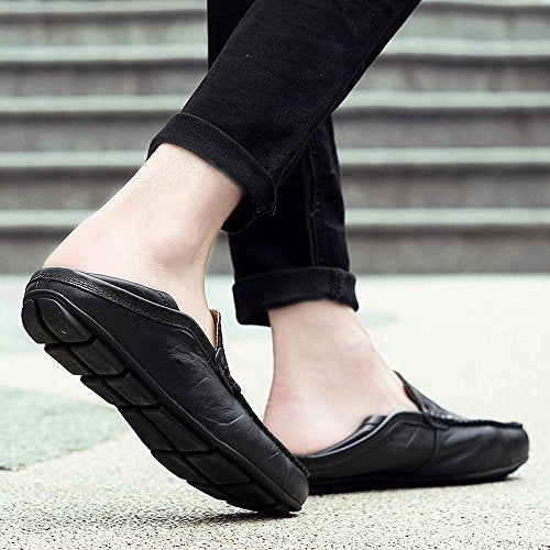 MOHEM Men's Premium Genuine Leather Fashion Slipper Casual Slip On Loafers Shoes(MH20138Black45) Florsheim Shoes Loafers