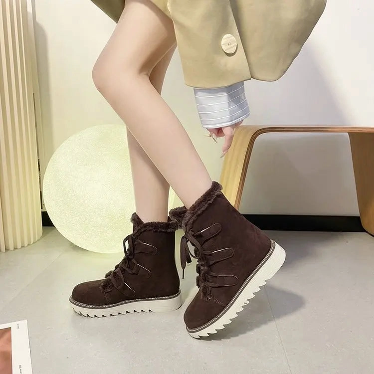 Flat Feet Ruining My Shoes Round Toed Platform Plush Warm Waterproof High Snow Boot