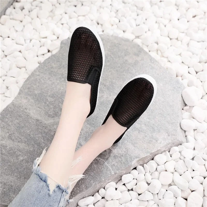 Wedding Day Shoes Flats Adeline - Breathable White Summer Shoes for Women