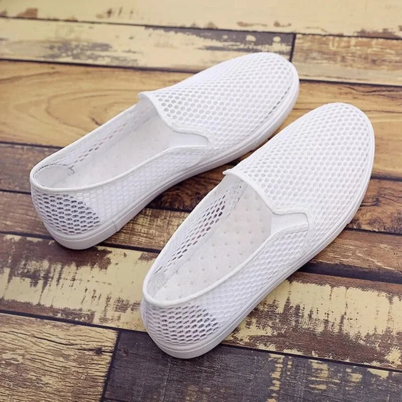Flat Shoes For Size 11 Adeline - Breathable White Summer Shoes for Women