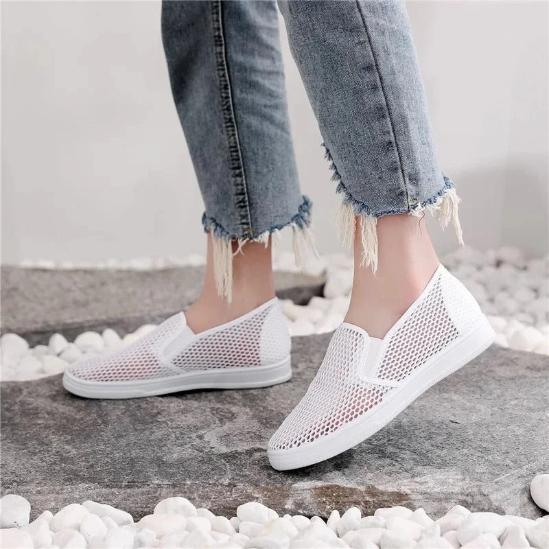 Adeline - Breathable White Summer Shoes for Women Flat Tire Shoe Prank