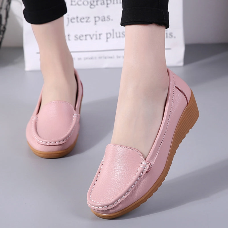 Nanccy Women Flats Spring Summer Genuine Leather Casual Loafers Vans Loafers