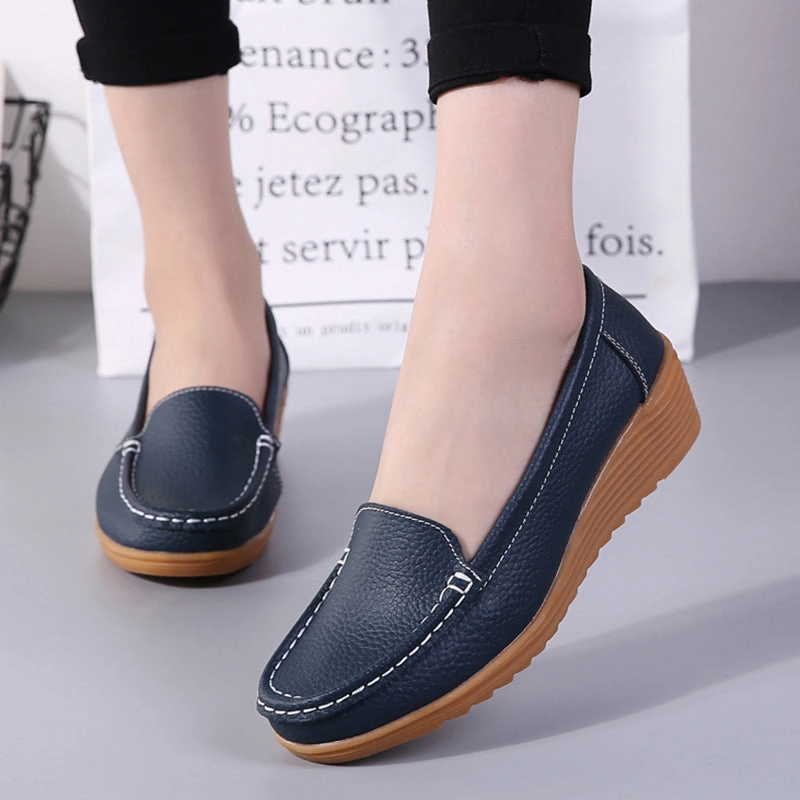 Famous Footwear Loafers Nanccy Women Flats Spring Summer Genuine Leather Casual Loafers