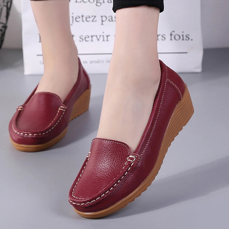 Loafers Chunky Heel Nanccy Women Flats Spring Summer Genuine Leather Casual Loafers