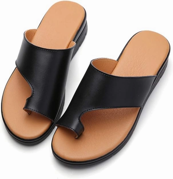 High Heel Platform Flip Flops NEW Acrossage Women Comfort Platform Wedge Sandals Open Toe Leather Bunion Slippers Lightweight Flip Flops Shoes for Summer, Black, Sz 8.5