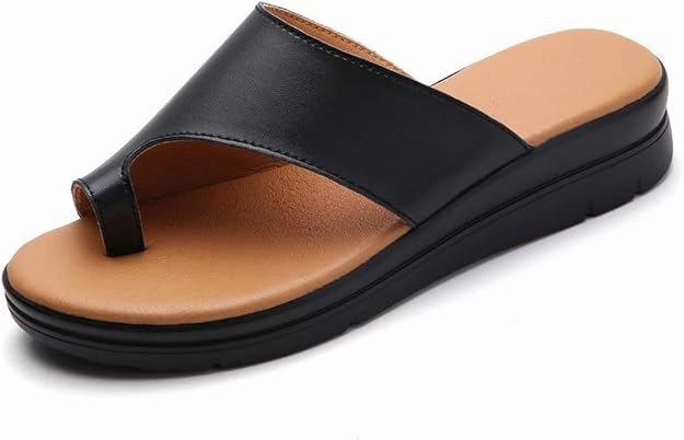 NEW Acrossage Women Comfort Platform Wedge Sandals Open Toe Leather Bunion Slippers Lightweight Flip Flops Shoes for Summer, Black, Sz 8.5 Summer Art Flip Flops