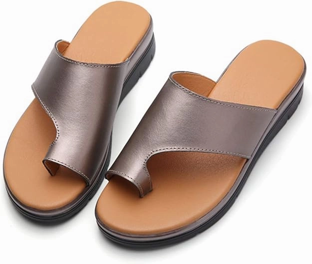 NEW Acrossage Women Comfort Platform Wedge Sandals Open Toe Leather Bunion Slippers Lightweight Flip Flops Shoes for Summer, Khaki, Sz 10.5 Flip Flop Ckt