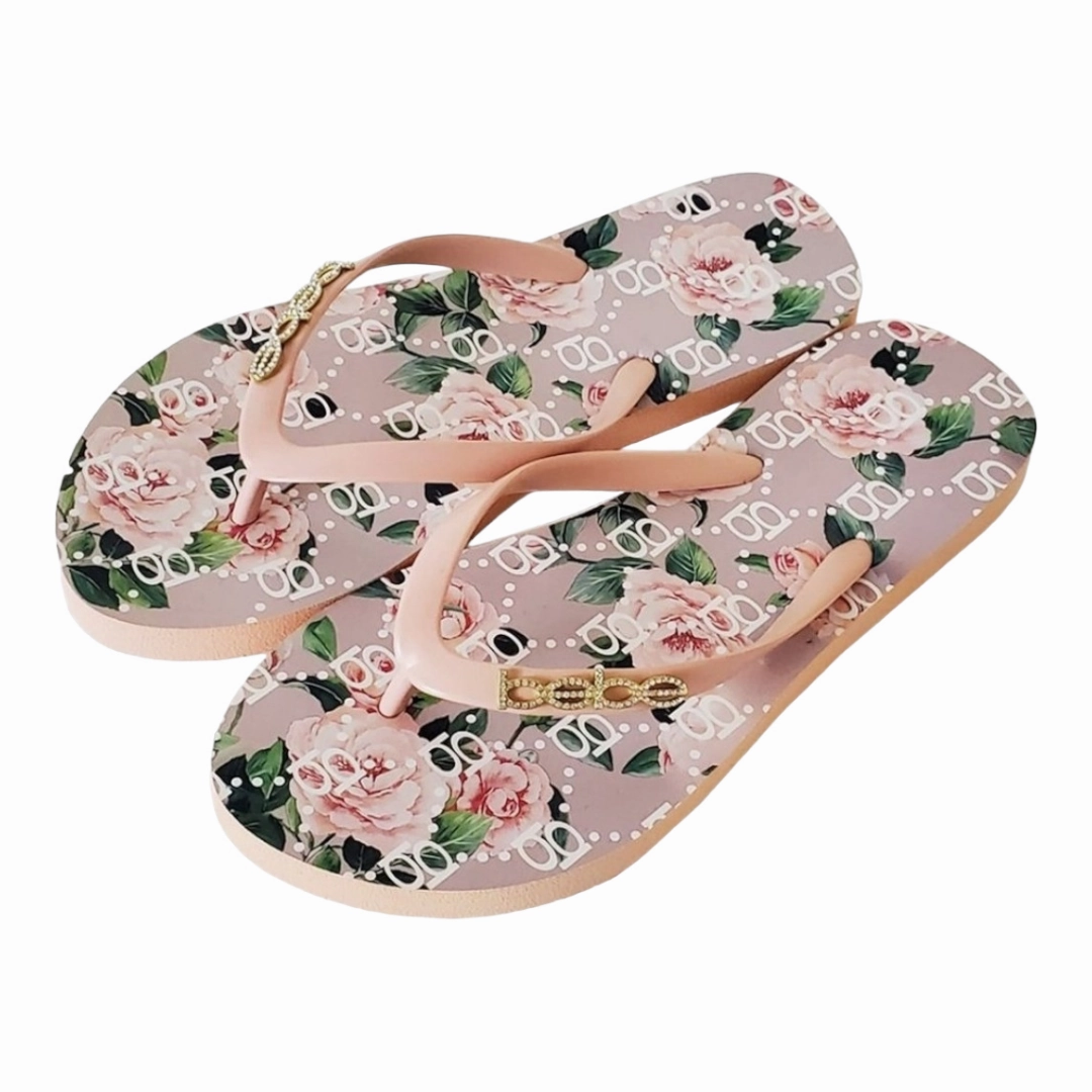 New *BEBE Florissa Nude Thong Slip on Flip Flops Sandals (Women Size 7) Handmade Flip Flops