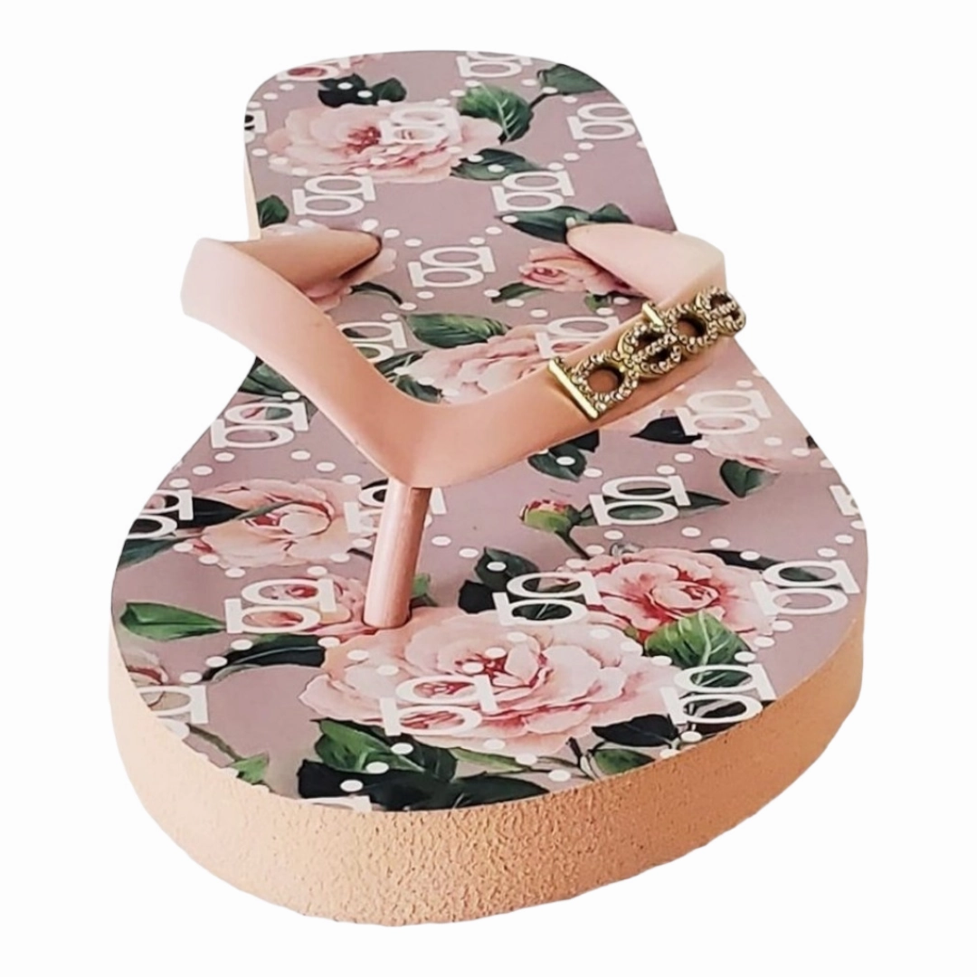 New *BEBE Florissa Nude Thong Slip on Flip Flops Sandals (Women Size 7) Mermaid Flip Flops