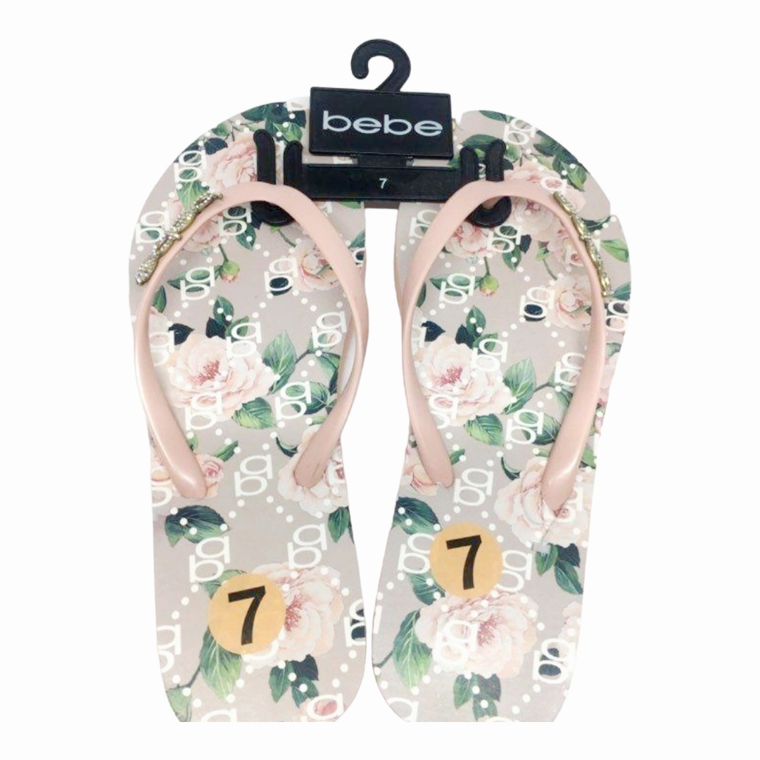 Wrap Flip Flops New *BEBE Florissa Nude Thong Slip on Flip Flops Sandals (Women Size 7)