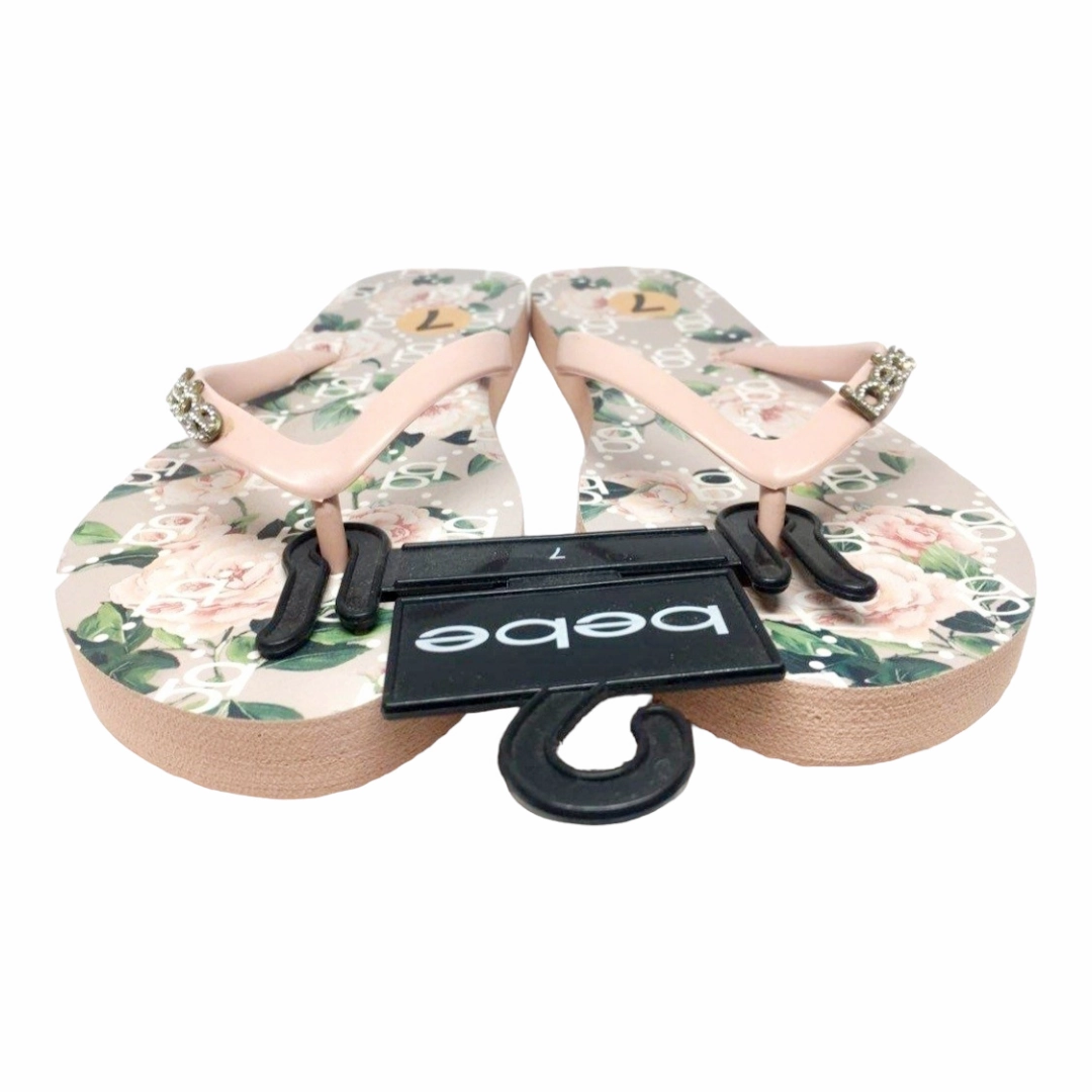 Bcbg Flip Flops New *BEBE Florissa Nude Thong Slip on Flip Flops Sandals (Women Size 7)