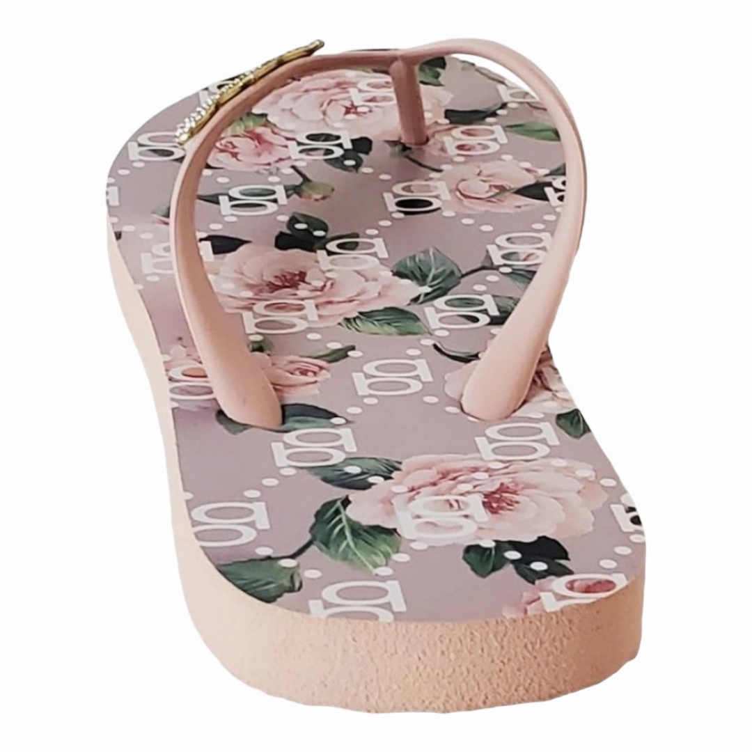 Kamala Harris Flip Flops New *BEBE Florissa Nude Thong Slip on Flip Flops Sandals (Women Size 7)