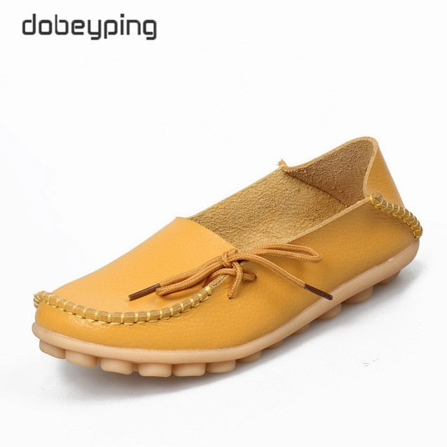 Loafers And Trousers New Moccasins Women Flats 2019 Autumn Woman Loafers Genuine Leather Female Shoes Slip On Ballet Bowtie Women's Shoe Size 35-44